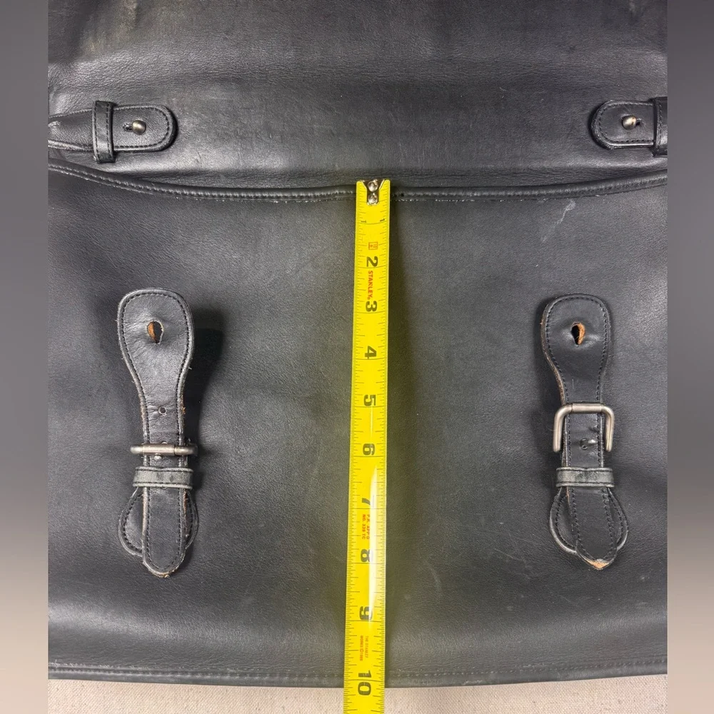 COACH VINTAGE Black Leather Briefcase Double Buckle Fasteners + Top Handle